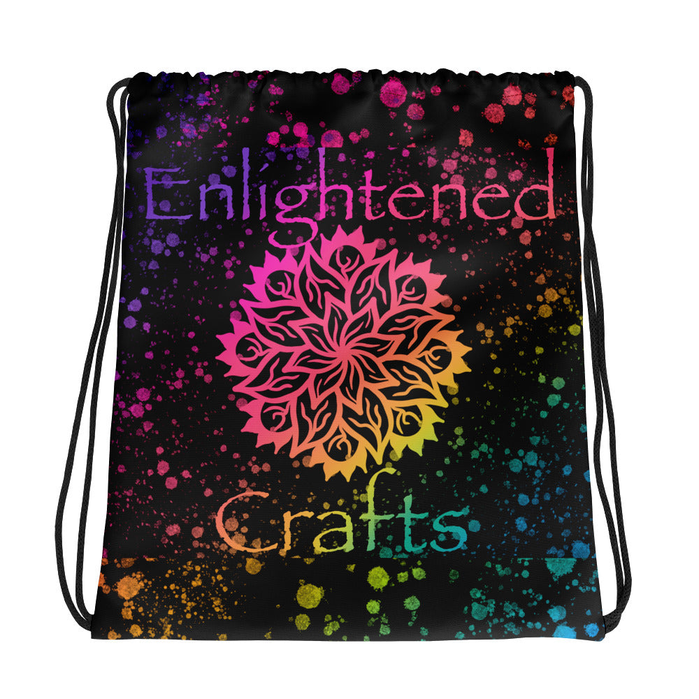 Mandala Neon Rainbow Splatter Enlightened Crafts Drawstring bag