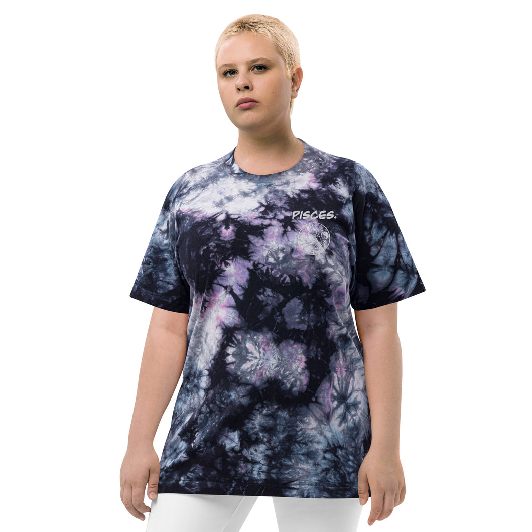 Pisces zodiac Oversized tie-dye t-shirt